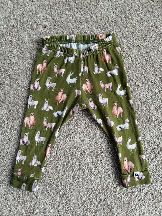 Little & Lively Other - Little & Lively 🇨🇦 Bamboo Olive Green Llama leggings (6-9 Months) Made in Canada